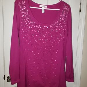 Style&Co. Magenta with Crystal Accents Size L Shirt